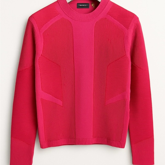 Emporio Armani Fuchsia Structured Ribbed Knit Sweater - Picture 2 of 11